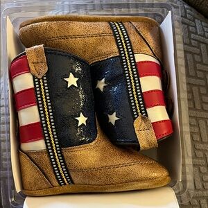 Lil' Boot Barn Kids' American Flag Cowboy Boots - Brown, Red, White & Blue